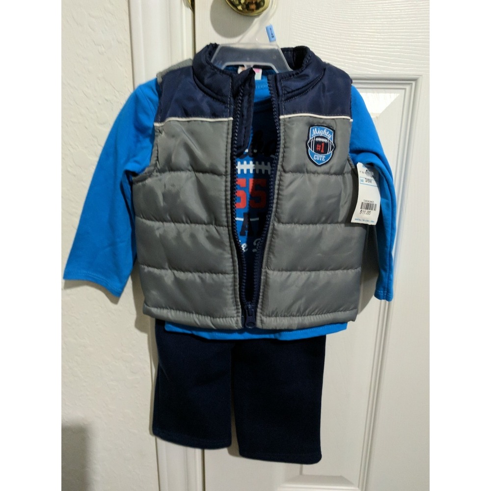 Baby boy 3 piece suit blue football size 3-6 months